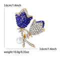Rhinestone Dual Rose Brooch Pearl Accent Pink or Blue Styles view 4