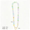 Mixed And Clear Ten Millimeter Round Bead Carabiner Necklaces view 9