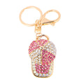 Rhinestone Baseball Cap Keychains Gold Tone Amber and Pink view 5