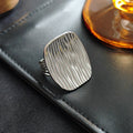 Large Wavy Square Face Open Ring in Gold Tone or Silver Tone view 4