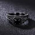Square Halo Three-Ring Set In Gold, Silver, And Black Finishes view 7