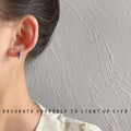 Silver Mini Huggie Hoop Earrings Blue Baguette Crystal view 4