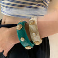 Resin Shell Pearl Bangles Cream Teal Tortoise Brown view 3