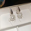 Silver Tone Pearl and Crystal Convertible Drop Earrings view 6