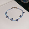 Silver Crystal Tennis Bracelet With Dangling Color Stones view 7