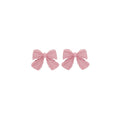 Pink and White Painted Ribbon Bow Small Stud Earrings view 5