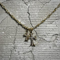 Dual Cross Rhinestone Pendant Necklace Gold Silver Two Styles view 6