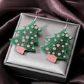 Silver Tone Printed Acrylic Christmas Novelty Hook Earrings view 2