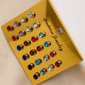 Twelve Pair Multicolor Round Faceted Stud Earring Card Set view 3