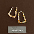 Gold U Shape Pave Crystal Geometric Hoop Earrings Pair view 4