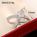 Silver Tone Crossover Ring With Clear Pear Cut Stone view 5