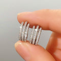 Triple-Rail Pave Small Hoop Earrings In Gold And Silver Tones view 3