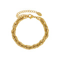 Twisted Rope Chain Necklace and Bracelet Set Gold Steel Tones view 5