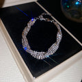 Silver Rhinestone Bracelets Multi Row Geometric Hollow Styles view 4