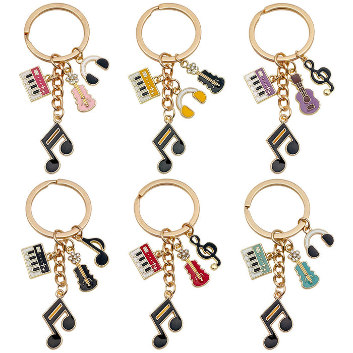 Six Color Piano Violin Headphone and Music Note Keychains