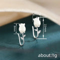 Silver White Acrylic Lily Flower Leaf Hook Drop Earrings view 4