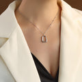 Geometric Open Square Pendant Necklace Gold Or Steel view 7