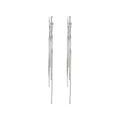 Long Silver Tone Wavy Chain Threader Tassel Stud Earrings view 5
