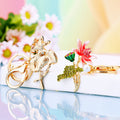 Pearl Lotus Flower Keychains in Pink Green and Assorted Colors with Unlisted Images view 3