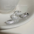 Silver Tone Half Pave Clear Stone Huggie Hoop Earrings For Women view 2