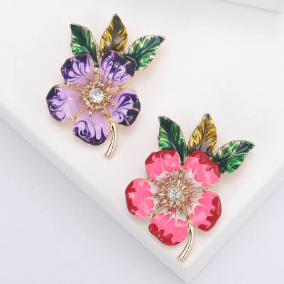 Enamel Flower Brooch on white background