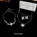 Silver Tone Clear Crystal Starburst Bracelet And Pendant Necklace view 1