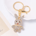 Rhinestone Bunny Keychain Pearl Collar Gold Metal Charm view 6