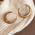 Brown Marbled Resin C Hoop Earrings Decorative Jewelry Design view 6