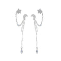 Silver And Gold Tone Star Moon Ear Cuffs With Chain Drops view 5