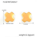 Polished Cross Shape Metal Stud Earrings Gold Silver view 6