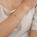 Colorful Natural Stone Clover Station Necklace Bracelet Set view 3