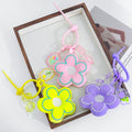 Padded Fabric Five Petal Flower Bag Charm with Beaded Loop view 1