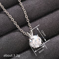 Round Clear CZ Pendant Necklace V Bail Silver Cable Chain view 4