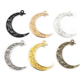 Openwork Crescent Moon Metal Charms in Eight Finishes view 1