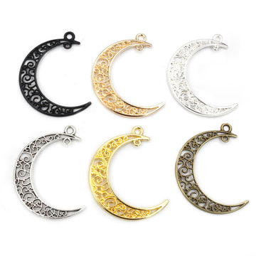 Openwork Crescent Moon Metal Charms in Eight Finishes