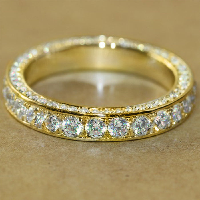 Double-Row Clear Stone Eternity Band In Gold And Silver Tones