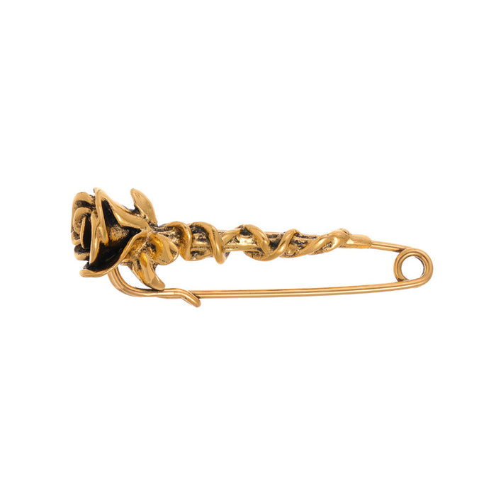 Gold Tone Rose Two Designs Metal Necklace Statement Jewelry