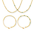 Gold Snake Chain Necklace And Bracelet With Baguette Zircons view 5