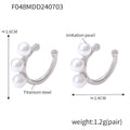 U-Shaped Ear Clips Three Imitation Pearls Gold Or Steel view 7