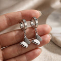 Silver Layered Butterfly Huggie Hoop Drop Earrings view 3