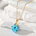 Gold Tone Spotted Glass Evil Eye Pendant Necklaces in Five Colors view 2