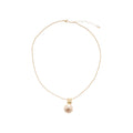 Gold Tone Champagne Pearl Like Pendant Necklace And Drop Earring Set view 5
