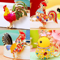 Jeweled Rooster, Hen and Duck Keychains in Eleven Pictured Designs view 1