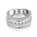 Silver Double Row Clear Pave Wide Band Ring Alloy S925 view 4