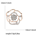 Openwork Rose Flower Brooch Crystal Center Rose Gold Silver view 6