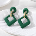 Matte Open Square Drop Earrings Gold Link 10 Colors view 9