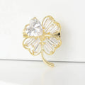 Four Leaf Clover Brooch Heart Crystal Gold Or Silver view 5