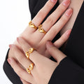 OK Hand Gesture Open Ring Gold and Steel Tone Metal view 3