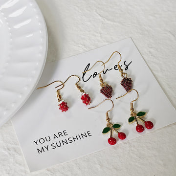 Enamel Mini Raspberry and Cherry Drop Earrings 3 Styles