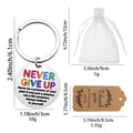 Never Give Up Round Metal Keychain Rainbow Letter Print view 2